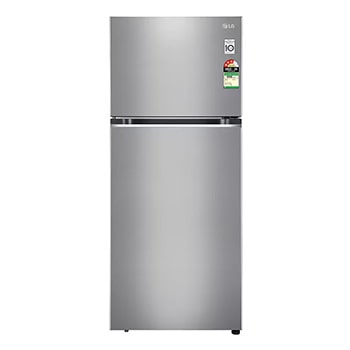 Front view of LG 380L Convertible Double Door Refrigerator in Shiny Steel Finish, 3 Star GL-S412SPZX