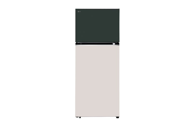 Front view of LG 398L Double Door Refrigerator with Smart Diagnosis, Auto Smart Connect, Objet Collection, Emerald Tango Finish, 2-Star GL-S422SETY