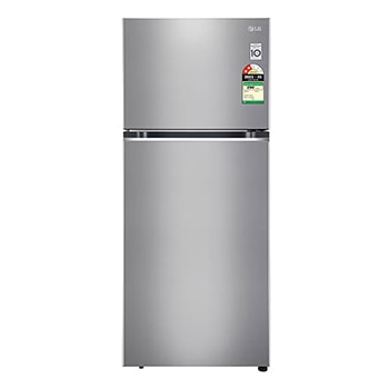 Front view of LG 398L, Double Door Refrigerator, Smart Diagnosis™, Convertible, Shiny Steel Finish, 2 Star GL-S422SPZY