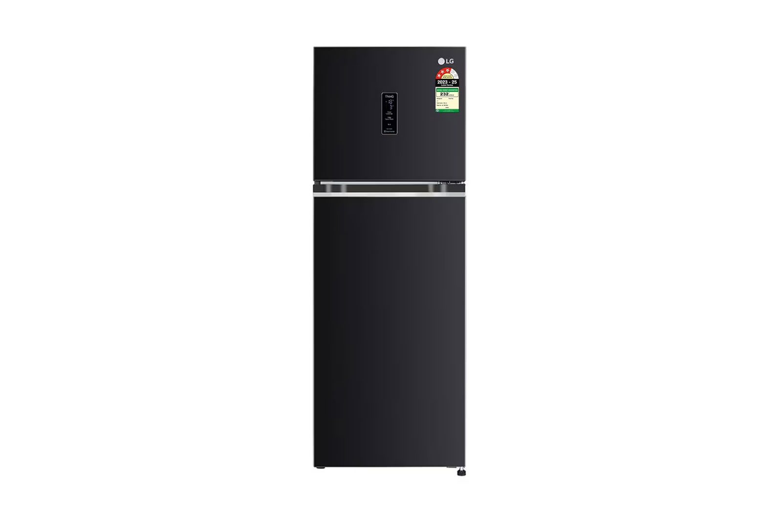 Front view of LG 246L Double Door Refrigerator, Convertible, DoorCooling+™, Ebony Sheen Finish, 3 Star GL-T262TESX