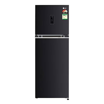 Front view of LG 246L Double Door Refrigerator, Convertible, DoorCooling+™, Ebony Sheen Finish, 3 Star GL-T262TESX