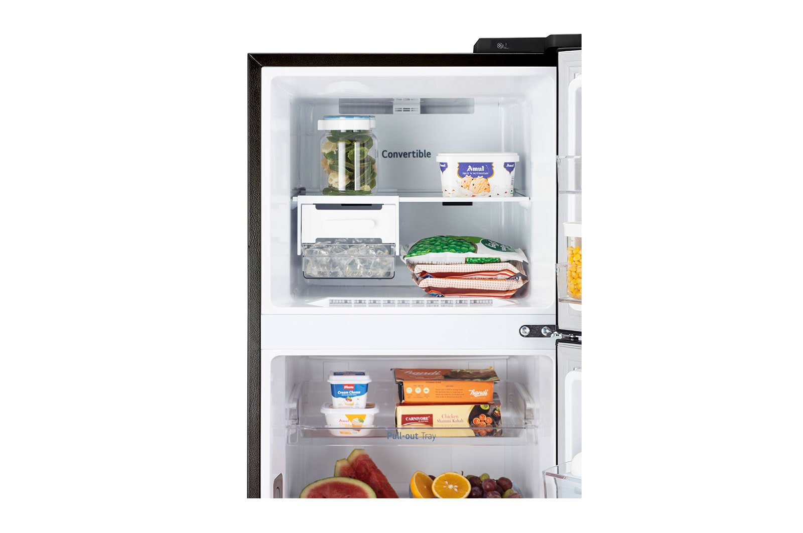 LG 246L, 3 Star, Smart Inverter Compressor, Convertible, DoorCooling+™, Smart Diagnosis™, Ebony Sheen Finish, Frost-Free Double Door Refrigerator, GL-T262TESX