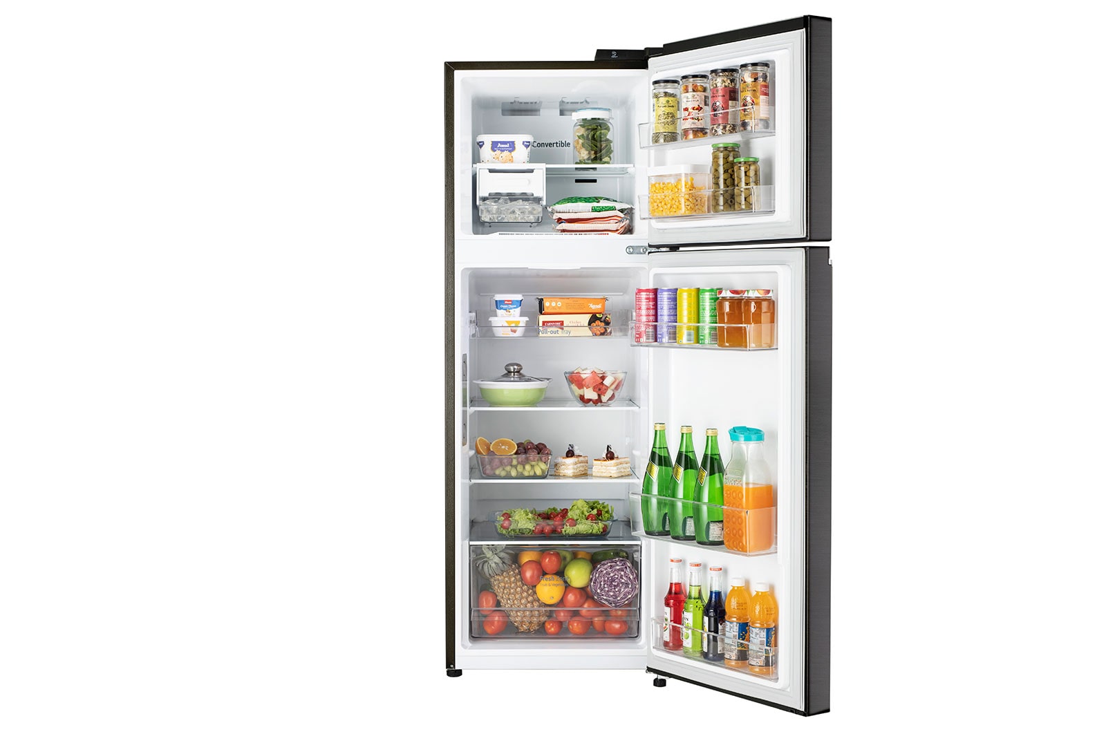 LG 246L, 3 Star, Smart Inverter Compressor, Convertible, DoorCooling+™, Smart Diagnosis™, Ebony Sheen Finish, Frost-Free Double Door Refrigerator, GL-T262TESX