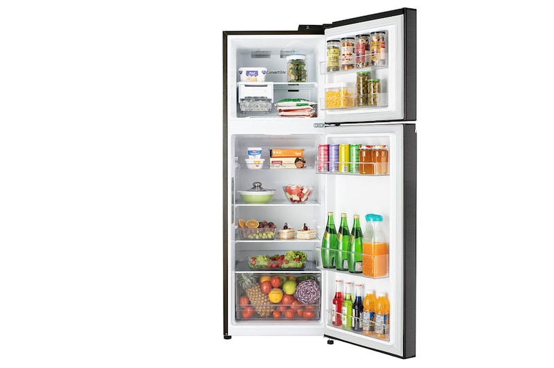 LG 246L Double Door Refrigerator, Convertible, DoorCooling+™, Ebony Sheen Finish, 3 Star, GL-T262TESX