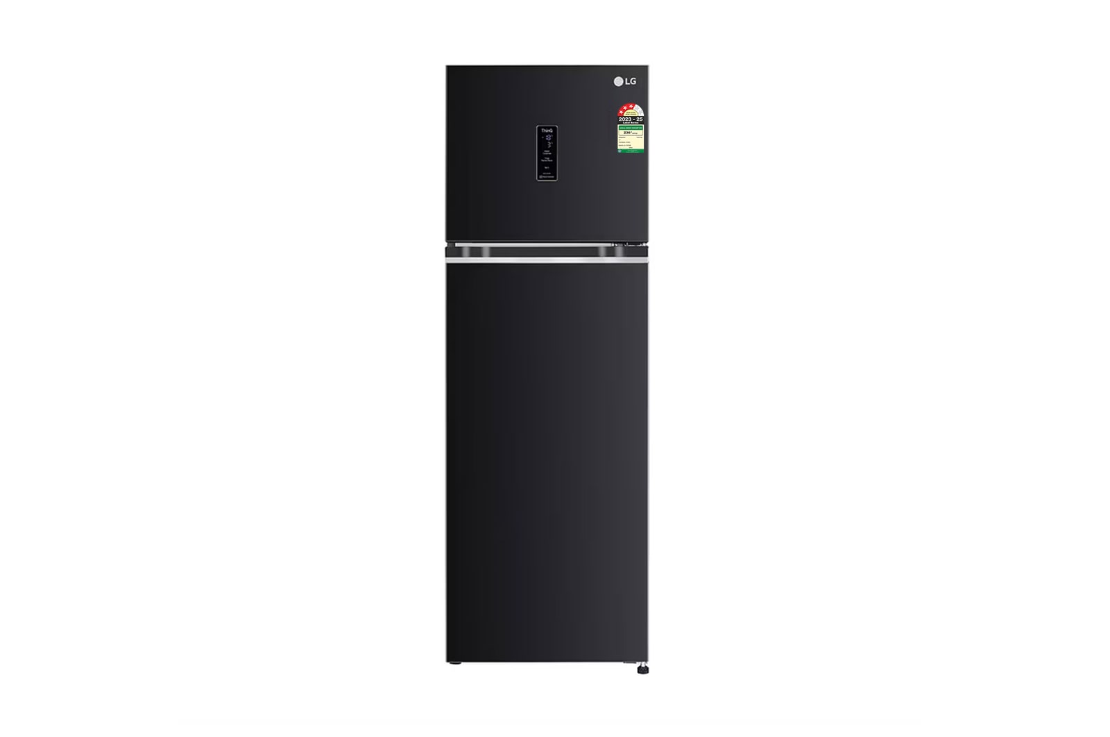 Front view of LG 272L Double Door Refrigerator, Wi-Fi Convertible, Door Cooling+™, Ebony Sheen Finish, 3 Star GL-T312TESX