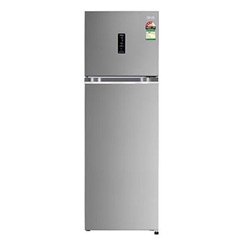 Front view of LG 272L Double Door Refrigerator, Wi-Fi Convertible, Door Cooling+™, Shiny Steel, 3 Star GL-T312TPZX