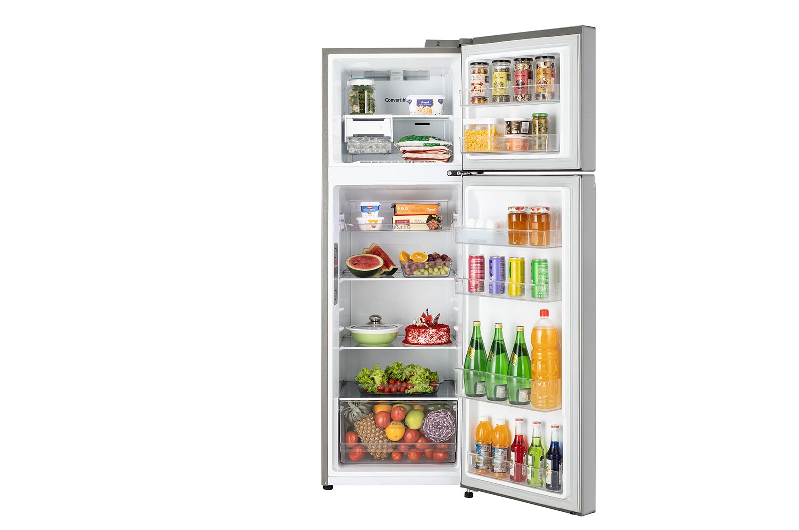 LG 272L Double Door Refrigerator, LG ThinQ™, Wi-Fi Convertible, Door Cooling+™, Shiny Steel, 3 Star, GL-T312TPZX
