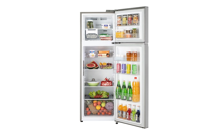 LG 272L Double Door Refrigerator, LG ThinQ™, Wi-Fi Convertible, Door Cooling+™, Shiny Steel, 3 Star, GL-T312TPZX