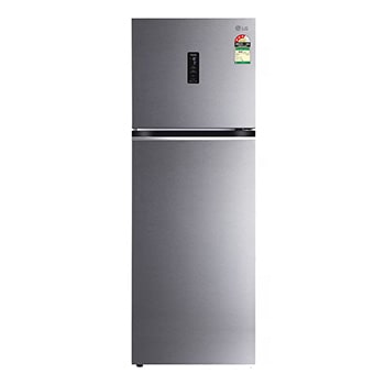 Front view of LG 322L Double Door Refrigerator, Wi-Fi Convertible, Door Cooling+™, Dazzle Steel, 3 Star GL-T342TDSX
