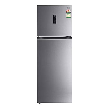 Front view of LG 343L Double Door Refrigerator, Wi-Fi Convertible,  Door Cooling™, Dazzle Steel, 3 Star GL-T382TDSX