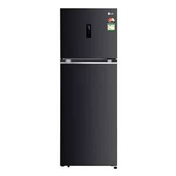 Front view of LG 343L Double Door Refrigerator, Wi-Fi Convertible, Door Cooling+™, Ebony Sheen, 3 Star GL-T382TESX