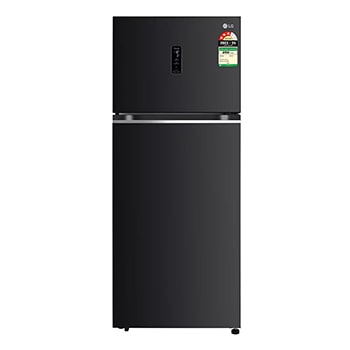Front view of LG 380 L Double Door Refrigerator, Wifi Convertible, Hygiene Fresh +, Ebony Sheen, 3 Star GL-T412VESX