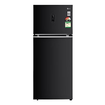 Front view of LG 398L Double Door Refrigerator, Convertible, Wi-Fi, Door Cooling™, Ebony Sheen Finish, 3 Star GL-T422VESX