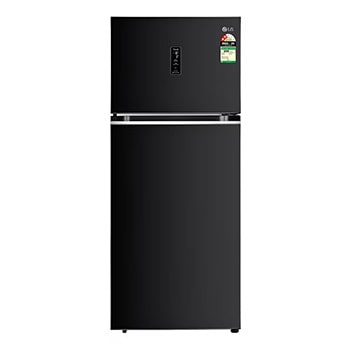 Front view of LG 466L Double Door Refrigerator, Smart Inverter Compressor, Wi-Fi, Door Cooling™, Ebony Sheen Finish, 2-Star GL-T492MESY