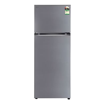Front view of LG 466 L 1 Star Double Door Refrigerator, Convertible , Smart Inverter Compressor, Shiny Steel, 1 Star GL-T492NPZR