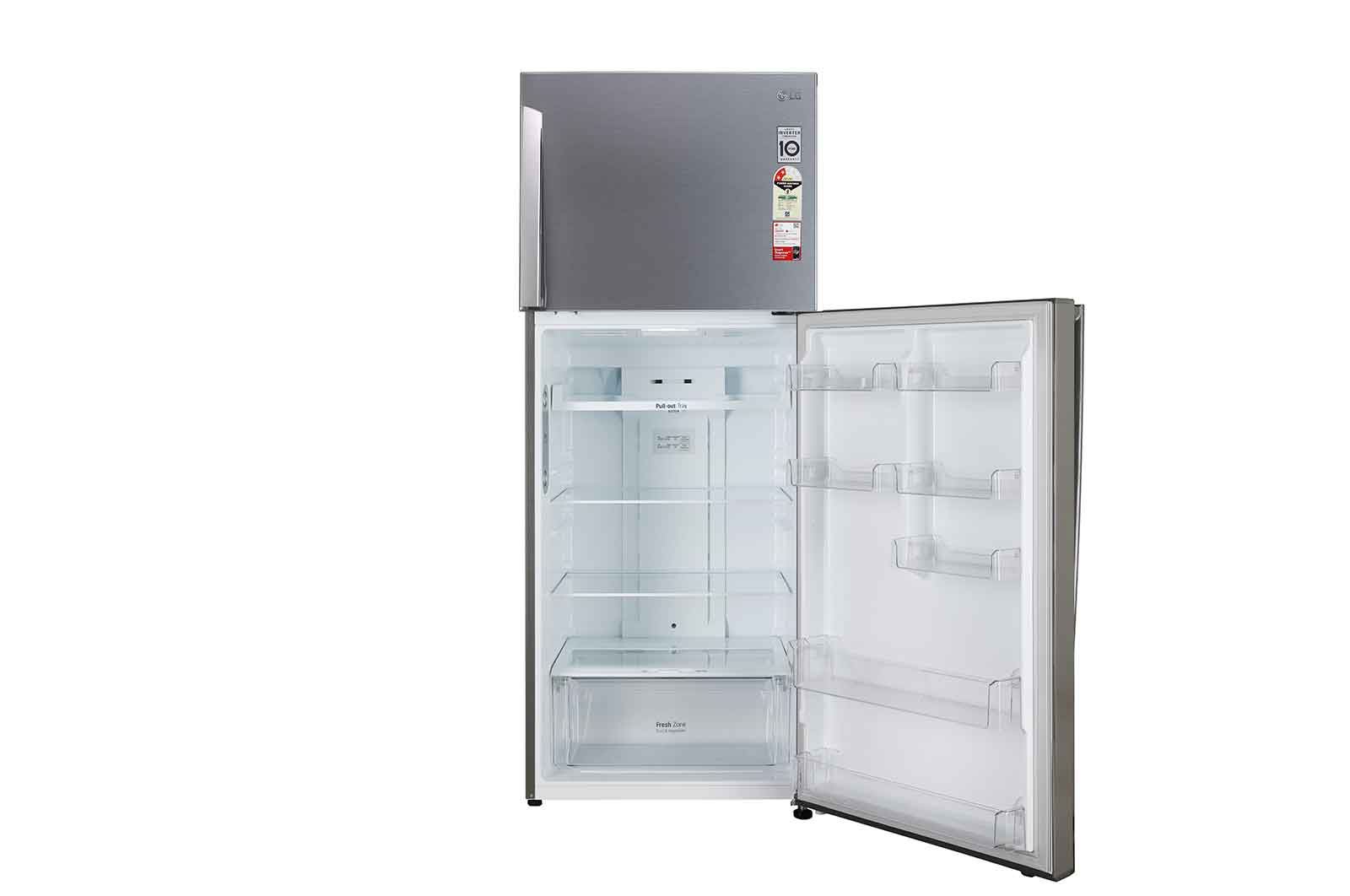 LG 446L, 1 Star, Smart Inverter Compressor, Convertible, Door Cooling™, Shiny Steel Finish, Frost-Free Double Door Refrigerator, GL-T502APZR