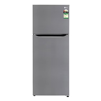 Front view of LG 446L Double Door Refrigerator, Convertible, Smart Diagnosis™, Shiny Steel Finish, 1 Star GL-T502CPZR