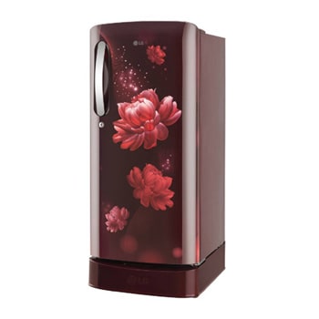 LG 185L Single Door Refrigerator with Base Stand Drawer, Smart Inverter Compressor, Smart Connect, Blue Charm, 5 Star, GL-D201ABCU, Door Open