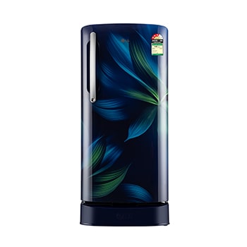 Front view of LG 201 L Single Door Refrigerator, Base Stand Drawer, Anti-Bacterial Gasket, Blue Aurora, 3 Star GLD2136ZHBA