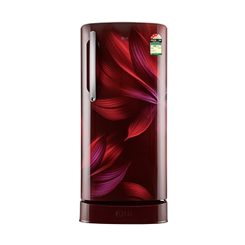 Front view of LG 201 L Single Door Refrigerator, Base Stand Drawer, Smart Inverter Compressor, Scarlet Aurora, 3 Star GLD2136ZHSA