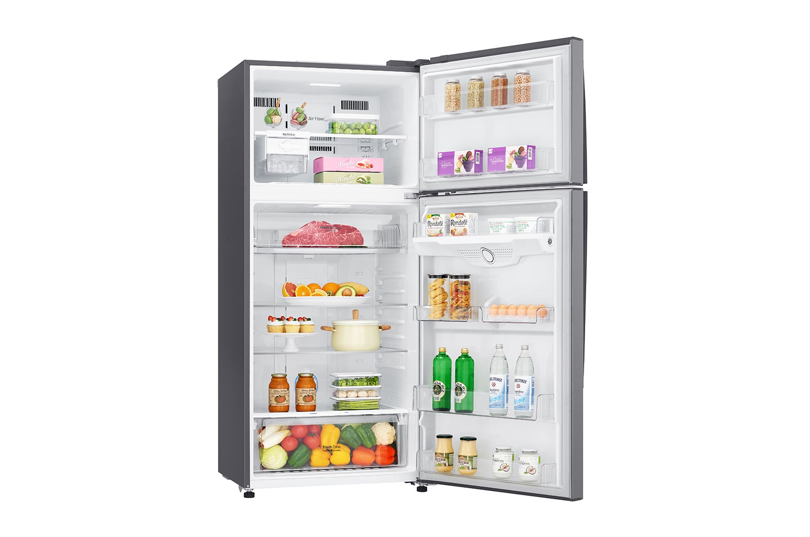 LG 475L, 1 Star, Smart Inverter Compressor, Wi-Fi, Hygiene Fresh+™, Shiny Steel Finish, Frost-Free Double Door Refrigerator, GN-H602HLHM