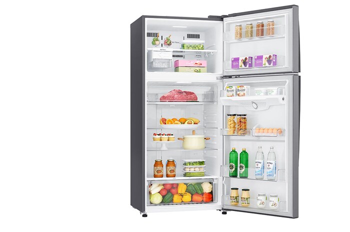 LG 506L Double Door Refrigerator, Smart Inverter Compressor, Wi-Fi, Hygiene Fresh+™, Shiny Steel Finish, 1 Star, GN-H702HLHM
