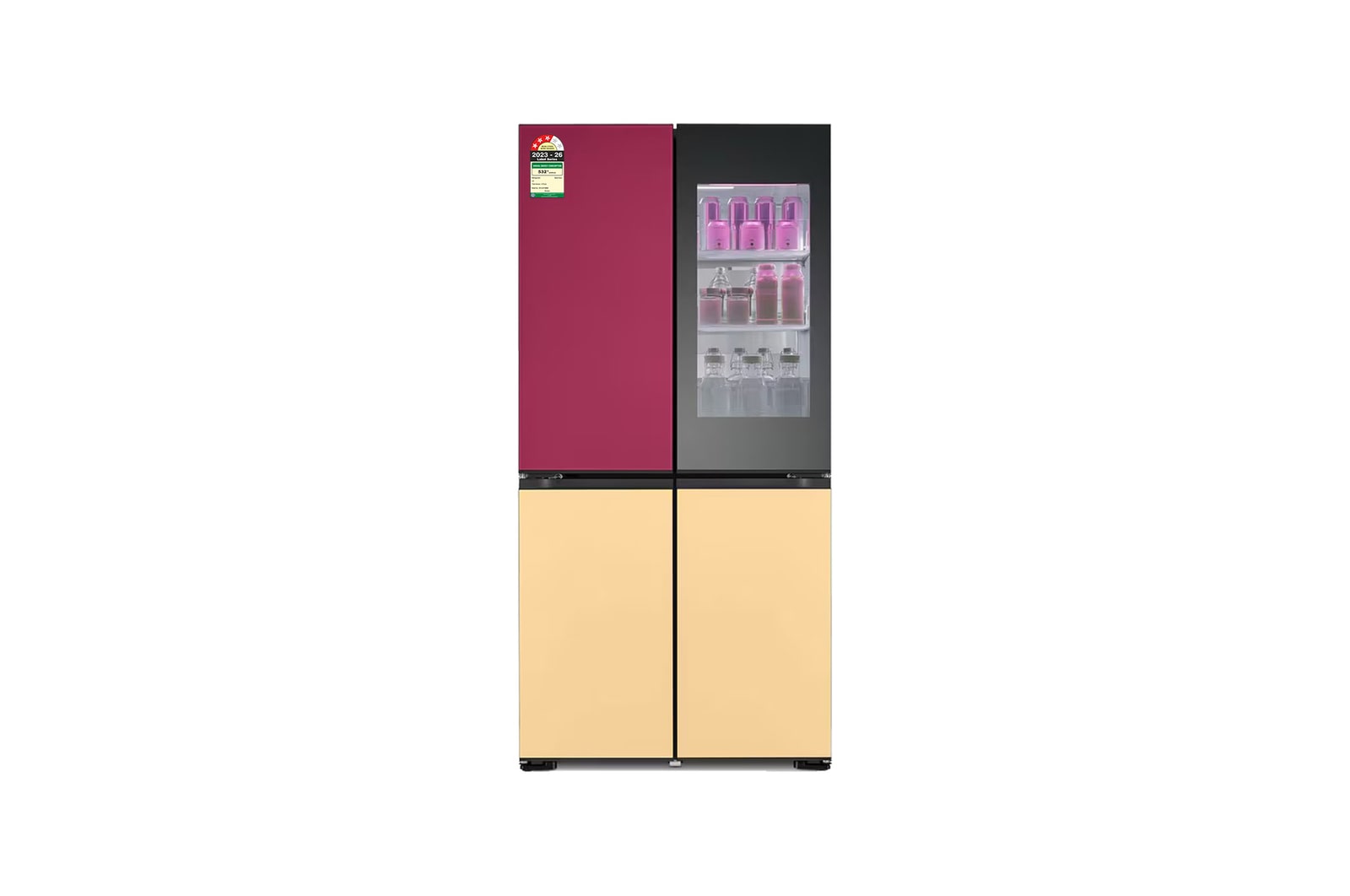 Front view of LG 617L, French Door, MoodUP® Refrigerators, Objet Collection, 3 Star GR-A24FDMMB