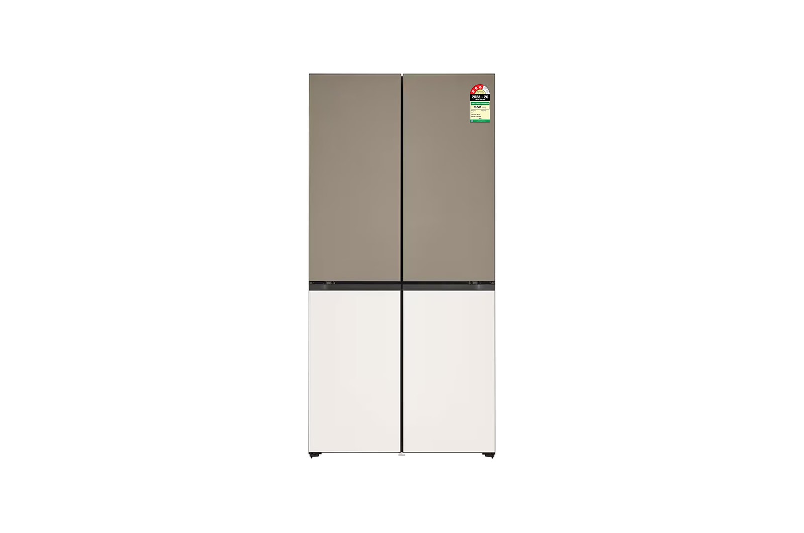 Front view of LG 614L French Door Refrigerator, Objet Collection, Door Cooling+™, Clay Brown-Beige Finish, 3 Star GR-B24FQGJB