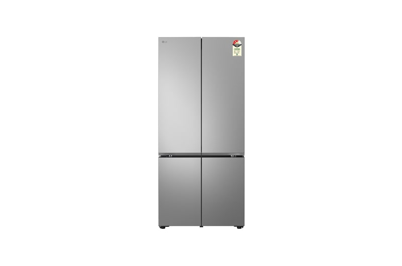 Front view of LG 610L French Door Refrigerator, Fresh Converter+, Wi-Fi Convertible, DoorCooling+™, Prime Silver Finish, 3 Star GV-B25FFLMB