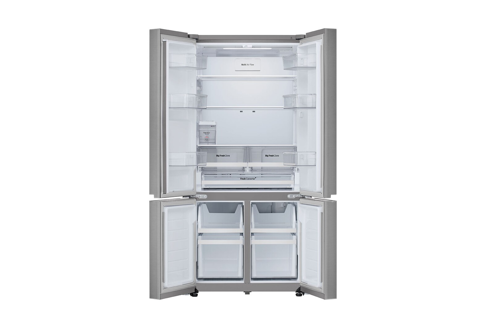 front view with door open with food