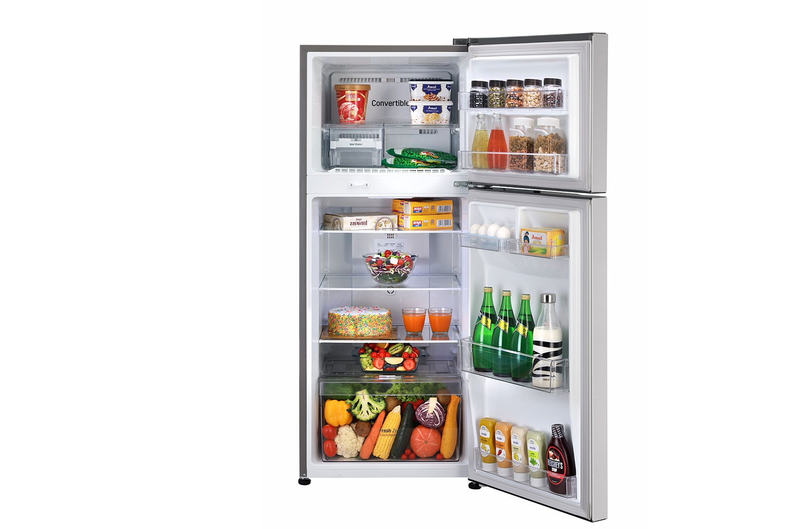 LG 240L Double Door Refrigerator with Smart Diagnosis™, Convertible, Multi Air Flow, Shiny Steel Finish, 2 Star, GL-S292SPZY