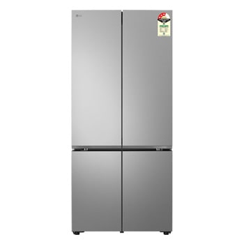 Front view of LG 574L French Door Refrigerator, Fresh Converter+,  Wi-Fi Convertible, DoorCooling+ , Prime Silver, 3 Star GV-B23FFLMB
