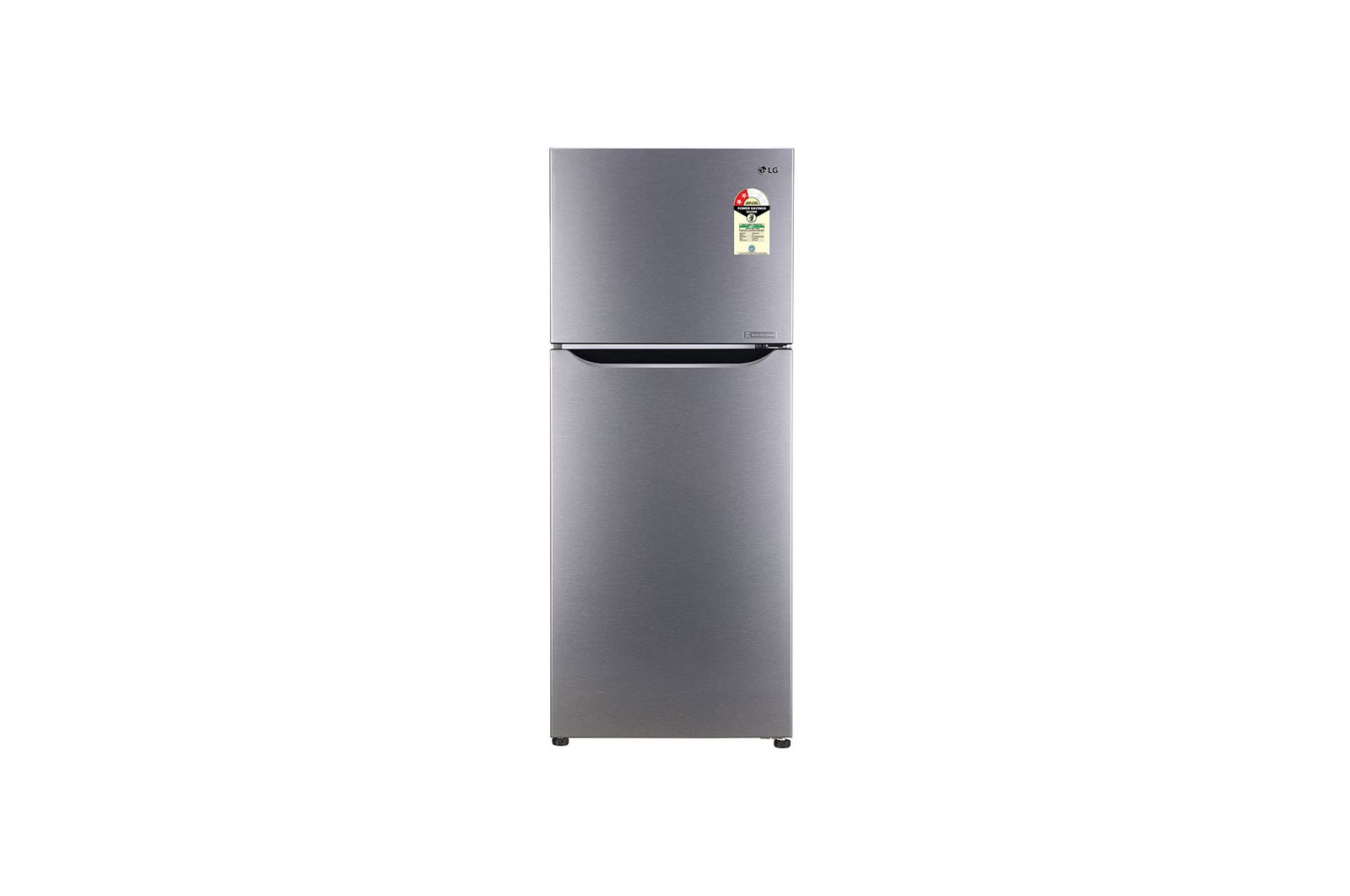 Front view of LG 242L Double Door Refrigerator with Smart Inverter Compressor, Multi-Air Flow, Dazzle Steel, 2 Star GL-N292DDSY