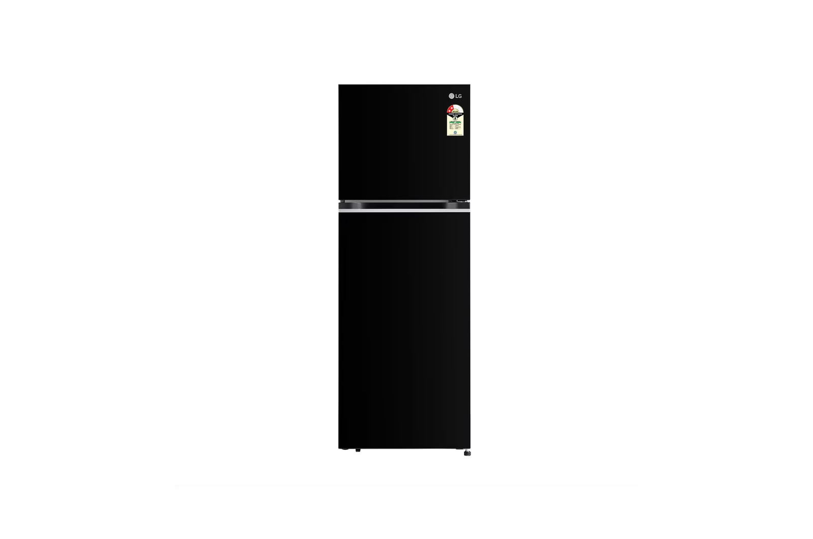 Front view of LG 380L Double Door Refrigerator, Convertible, Smart Diagnosis™, Ebony Sheen Finish, 2 Star GL-S412SESY