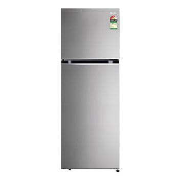 Front view of LG 322L Double Door Refrigerator, Convertible, Auto Smart Connect™, Dazzle Steel Finish, 3 Star GL-S342SDSX