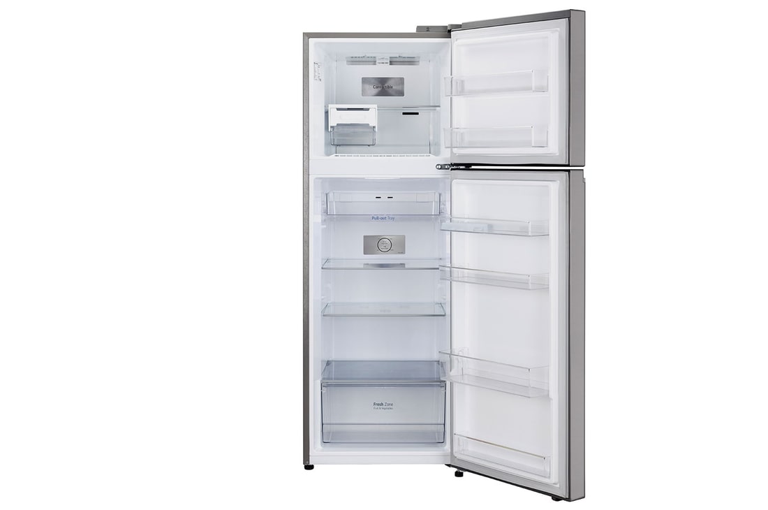 340 Litres Frost Free Refrigerator With Smart Inverter Compressor, Convertible Fridge, Smart Diagnosis™, Auto Smart Connect™, MOIST ‘N’ FRESH GL-S342SPZY Front View Door Open Without Content