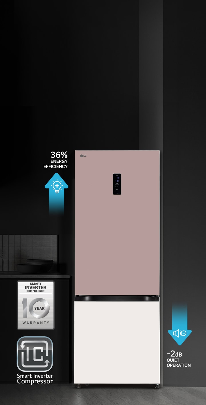 A refrigerator with Auto Smart Connect, highlighting its integration with a inverter for reliable power during outages.