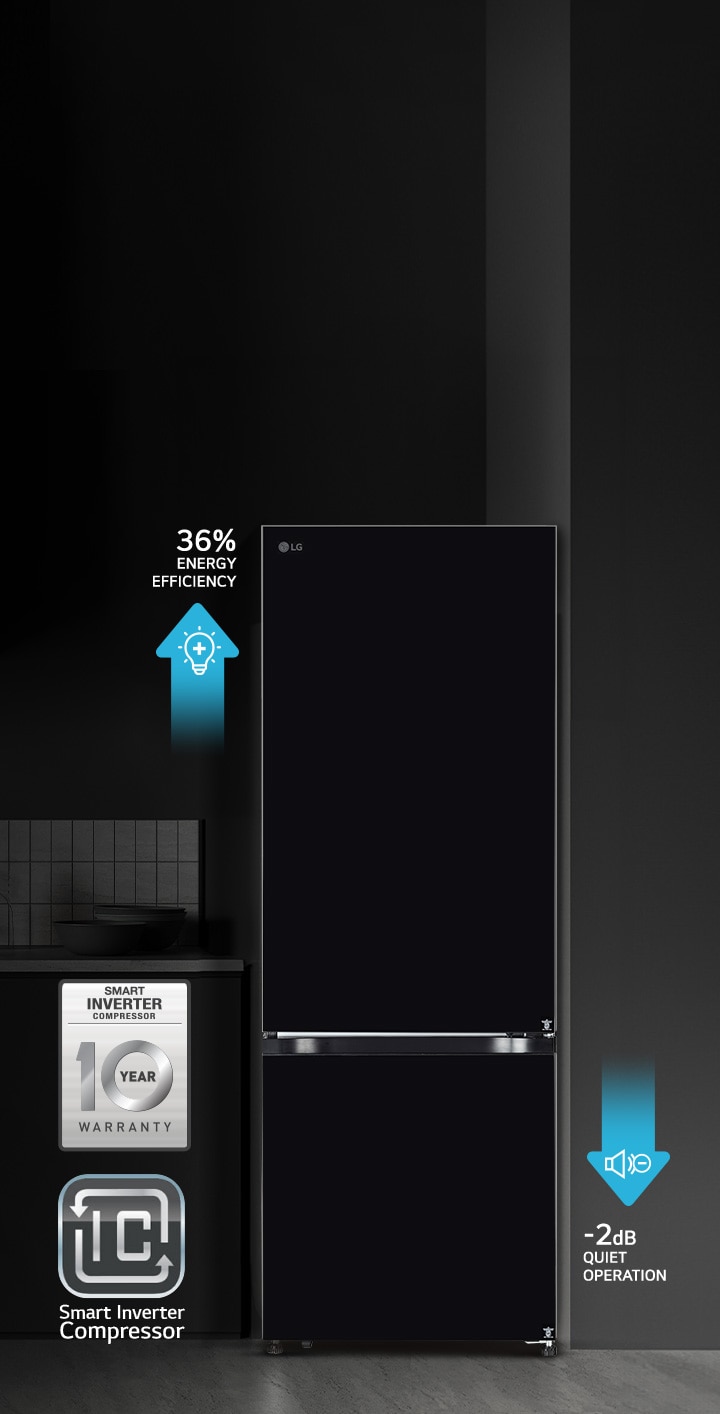 A refrigerator with Auto Smart Connect, highlighting its integration with a inverter for reliable power during outages.