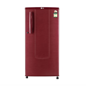 Front view of LG 180L Single Door Refrigerator, Anti-Bacterial Gasket, Peppy Red Finish, 1 Star GL-B181OPRB