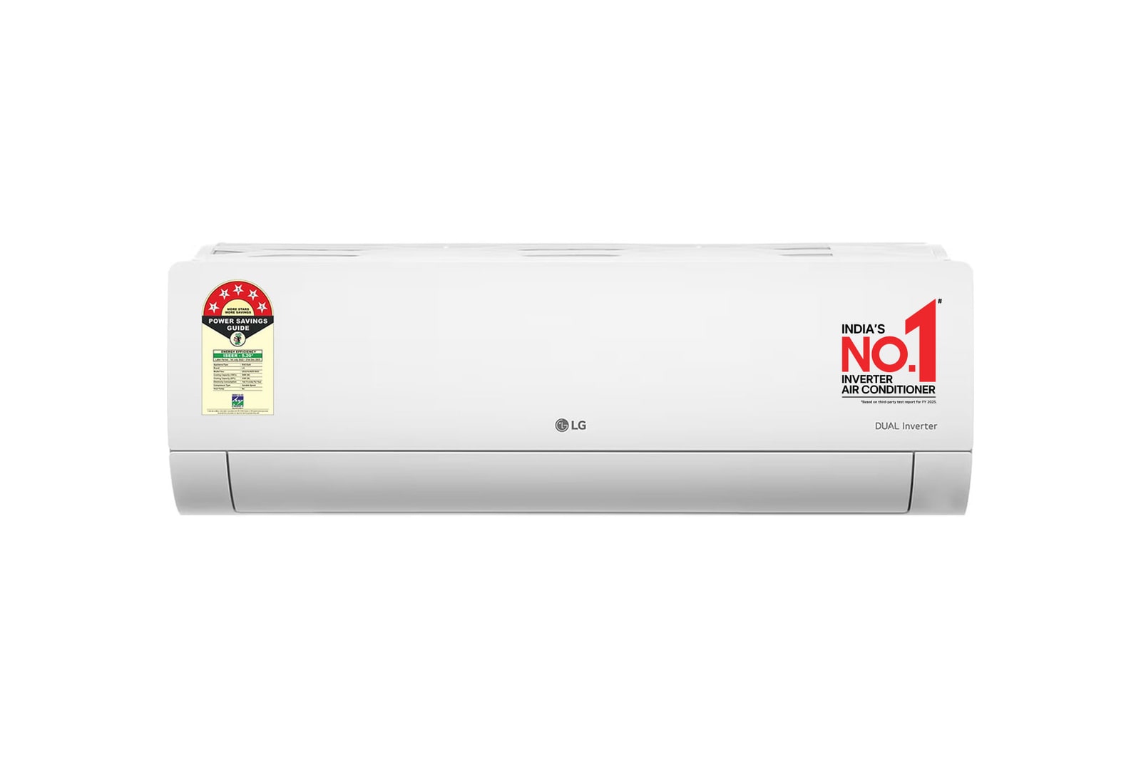 Front view of LG 5 Star (1.0) Split AC, AI Convertible 6-in-1 Cooling, Auto Clean, Diet Mode+, 100% Copper Tubes, 3.5 kW, 2025 Model US-Q14ENZE