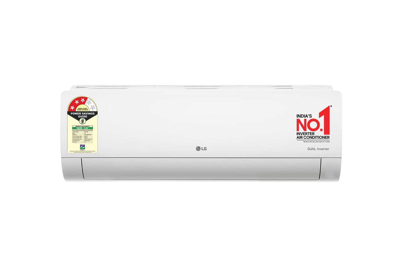 Front view of LG 3 Star (1.5) Split AC, Hot and Cold, Dual inverter Compressor, Super Convertible 5-in-1 Cooling, 5.2 kW, 2025 Model US-H19BNXE