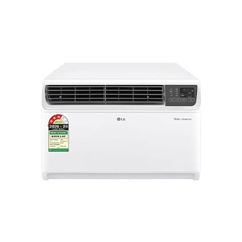 Front view of LG 3 Star (~1.5) Window AC, Convertible 4-in-1 Cooling, Dual Inverter Compressor, 100% Copper Tubes, Energy Manager+, ThinQ™ (Wi-Fi), 4.7 kW, 2026 Model AW-Q18WWXA