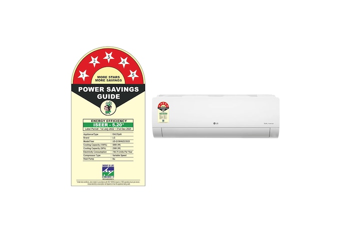 LG 5 Star (1.5) Split AC, AI Convertible 6-in-1 Cooling, Viraat Mode, Diet Mode+, Auto Clean, 5.0 kW, 2025 Model, US-Q19HNZE