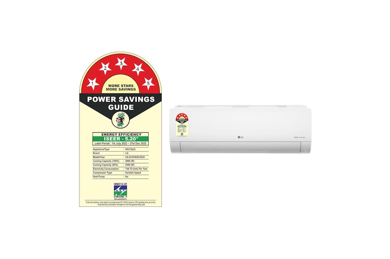 LG 5 Star (1.5) Split AC, AI Convertible 6-in-1 Cooling, Viraat Mode, Diet Mode+, Auto Clean, 5.0 kW, 2025 Model, US-Q19HNZE
