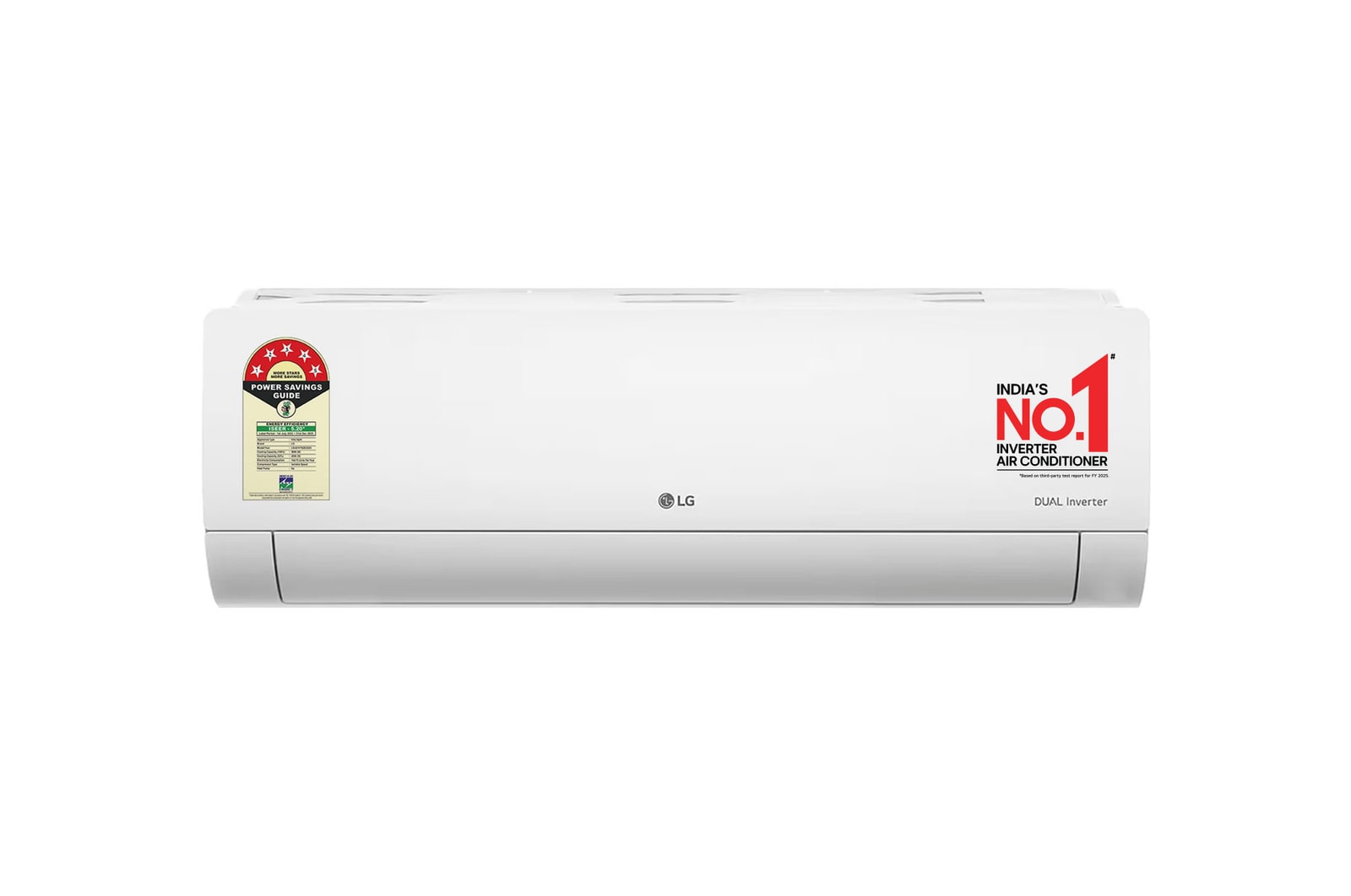 Front view of LG 5 Star (1.5) Split AC, AI Convertible 6-in-1 Cooling, Gold Fin+, Viraat Mode, Diet Mode+, 5.0 kW, 2025 Model US-Q19YNZE