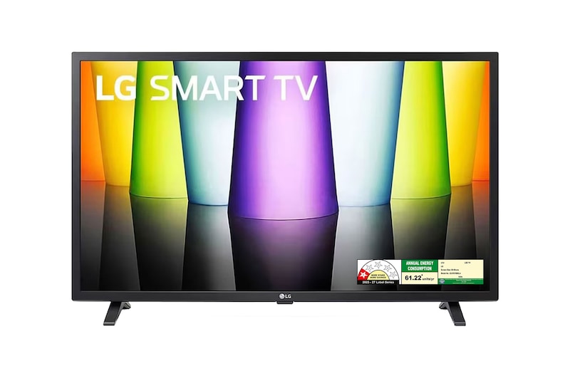 Front view of LG 80cm (32) Smart HD TV (LR595), α5 AI Processor Gen6, 8 picture modes, HDR10, HGIG Mode 32LR595B6LA