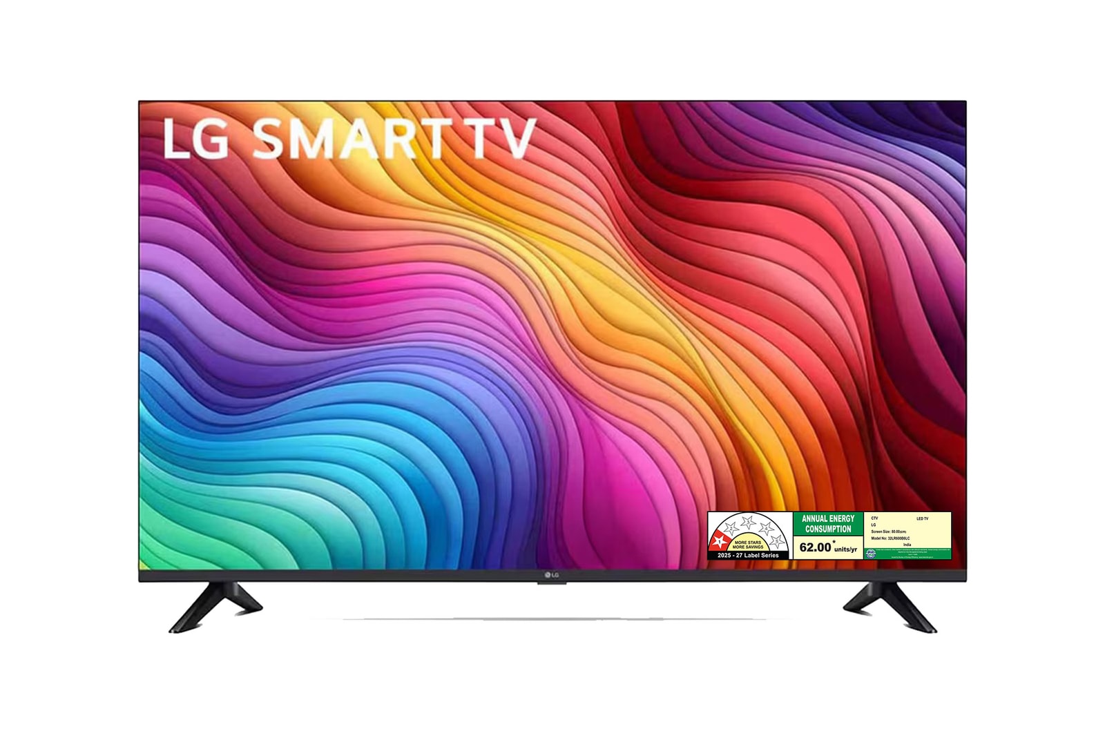Front view of LG 80cm (32) Smart HD TV (LR600), α5 AI Processor Gen6, Dynamic Tone Mapping, 8 Picture modes, HGIG Mode 32LR600B6LC