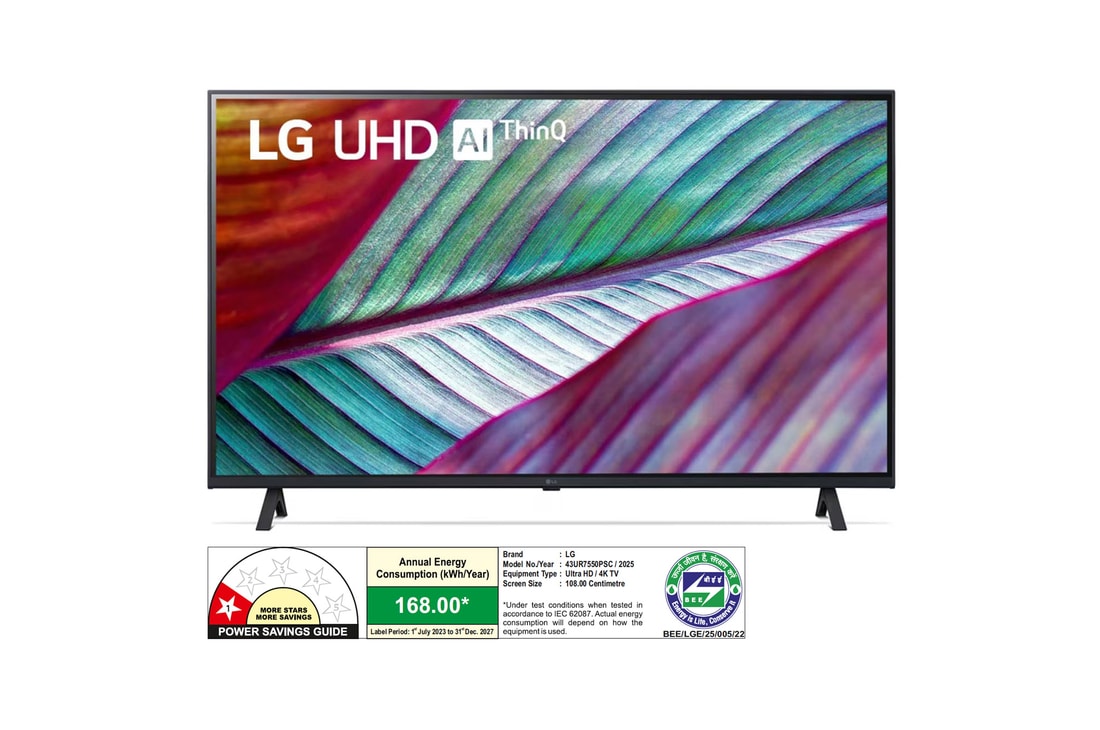 LG 43UR7550PSC 4K UHD TVs front view