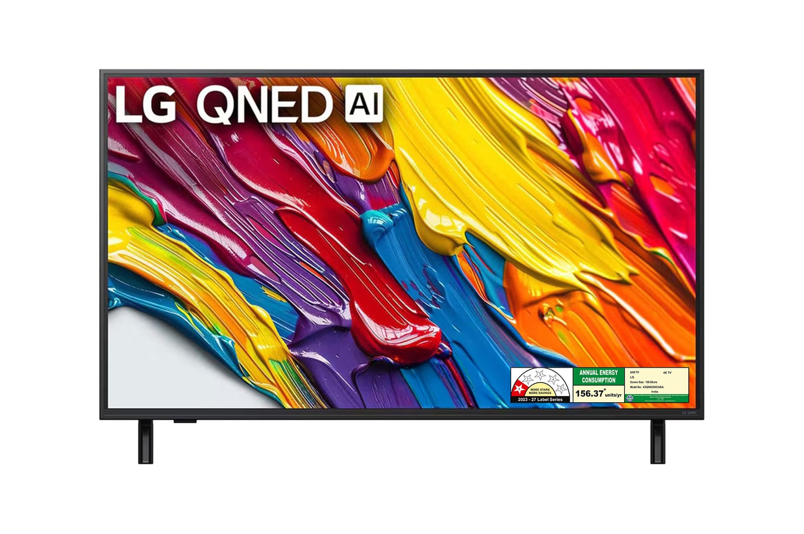 Front view of LG 108cm (43) QNED 8CA Smart TV with α7 AI Processor 4K Gen8, Filmmaker Mode with Dolby Atmos  43QNED8CA6A