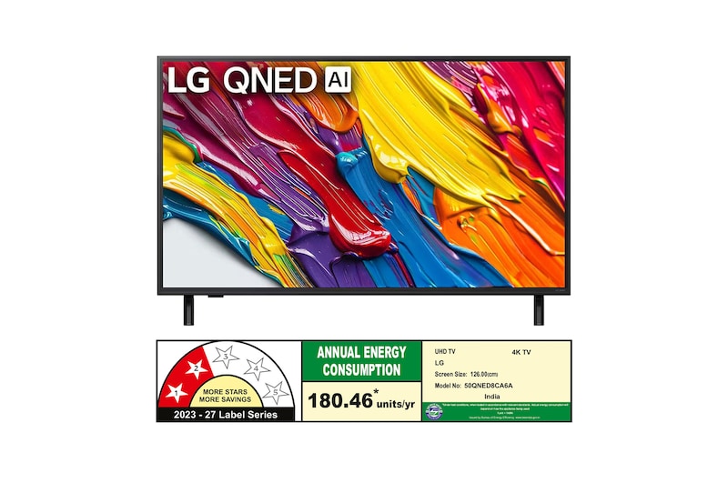 Rear view of LG QNED82 TV